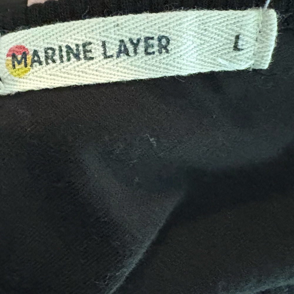 Marine Layer Lexi Rib V-Neck Black Tencel Maxi Dress Long Sleeve L - Picture 11 of 12